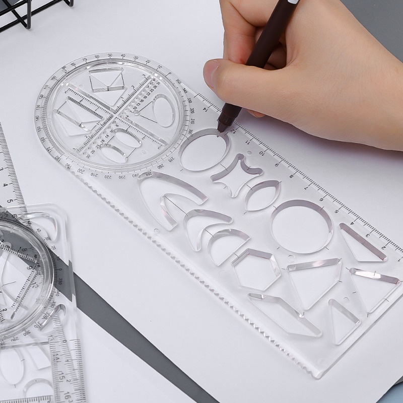 Régua De Desenho Rápido Rotativo/Geométrico Multifuncional Transferidor De Figuras De Exame Estudantil/Material De Escritório E Ensino Escolar — imagem 2 de 2