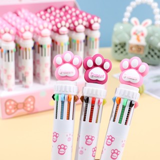 Caneta Esferográfica Retrátil Multicolor Para Patas De Gato De Dez Cores Com Núcleo De Grafite