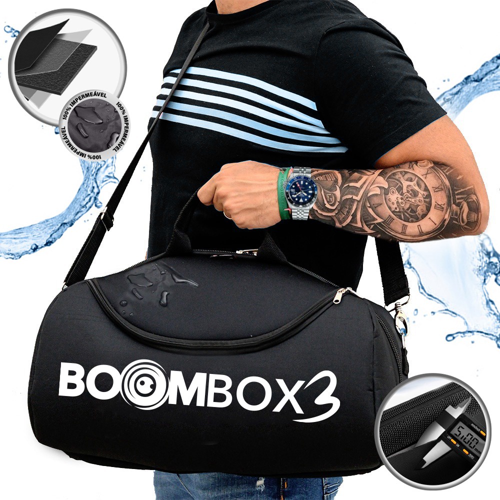 Bolsa Case Compatível com JBL Boombox 3 Impermeável Reforçada Com EVA 5mm com Alça e Bolso