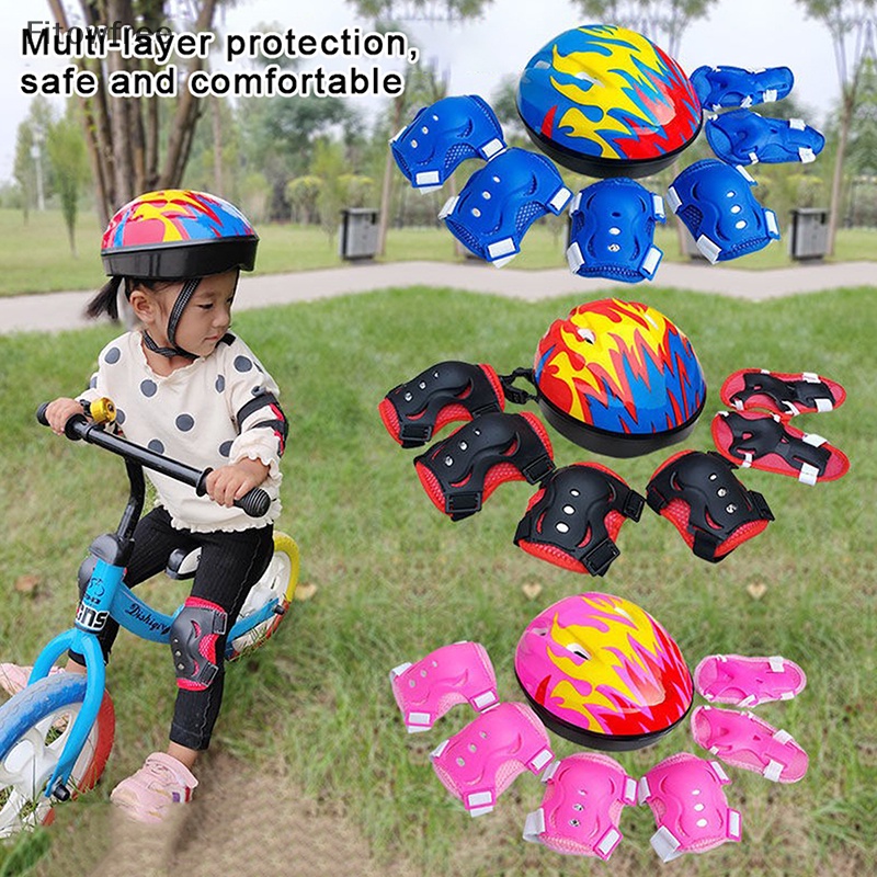 FITOW Capacete Esportivo Infantil Equitação Equilíbrio Slide Conjunto De Equipamentos De Proteção Para Carro 7 Peças FE