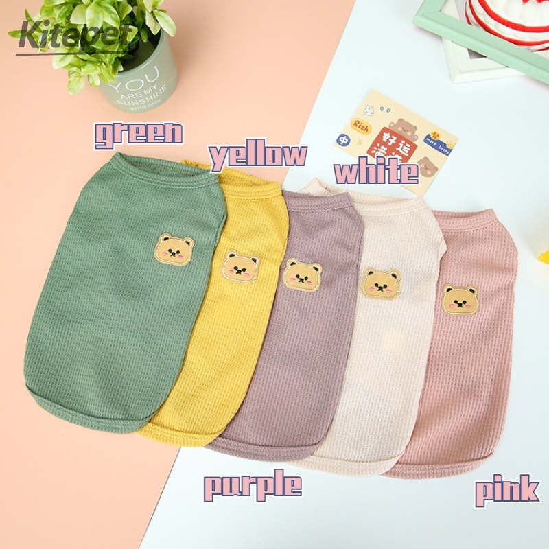 Roupas Para Cães De Estimação Waffle Bear Pet Dogs Cachorro Fêmea Shitzu Terno Cats Colete Respirável Seção Fina