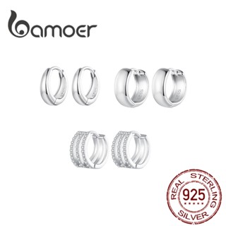 Brincos Bamoer 925 Sterling Sliver De Desenho Simples Orelha Fins Jóias Presentes Para Mulheres