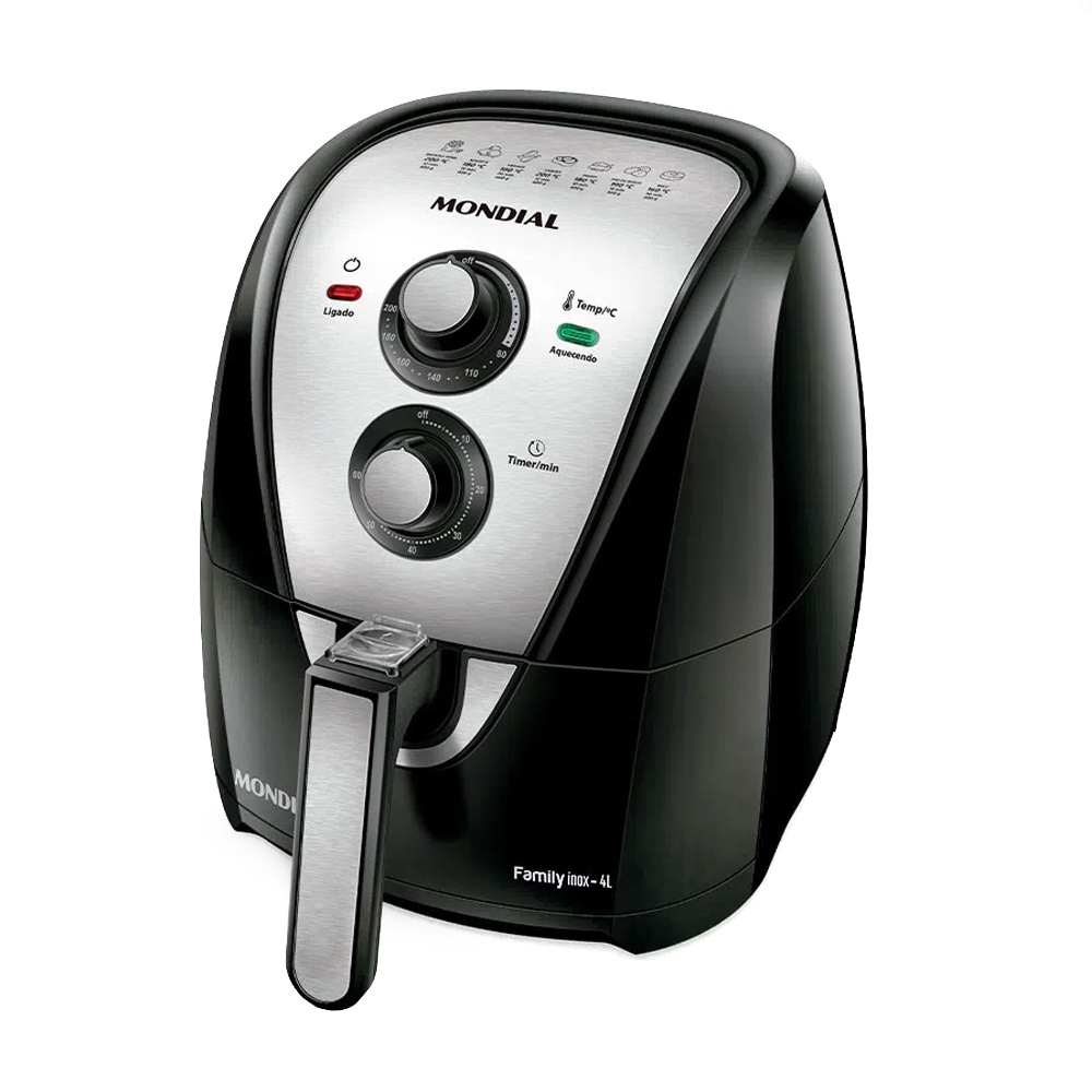 Detalhes do Fritadeira Elétrica AirFryer, Sem Óleo, Antiaderente, Mondial, AFN-40-BI, 1500W, 127V - PRETA
