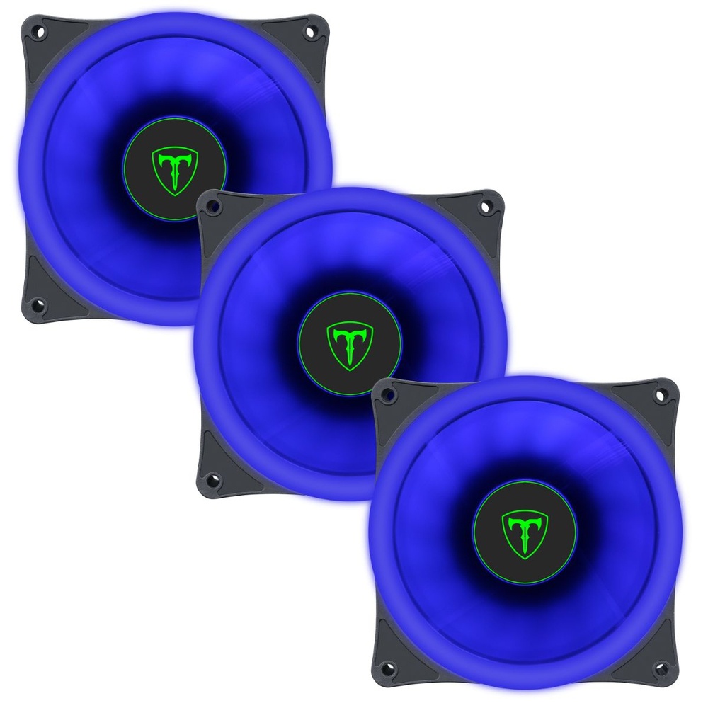 Kit 3 Cooler Fan Led Azul 120x120x25 Gabinete Ventoinha Pc Silencioso Computador TGF200B - T-Dagger