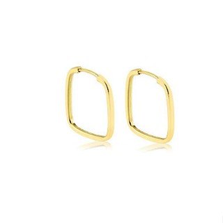 Argola de ouro 18k quadrada média 1,5 cm