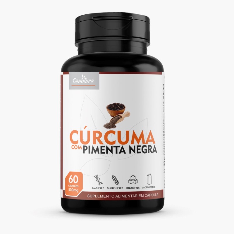 Curcuma com Pimenta Negra 500mg 100 Cápsulas  Denature