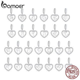 Bamoer 925 Pingente De Prata Com Coração E Letra A-Z/Moda Feminina/Presente