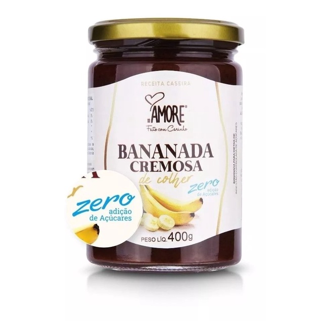 Bananada Cremosa Premium De Colher 400g Zero Açucar Rb Amore em Oferta na Shopee