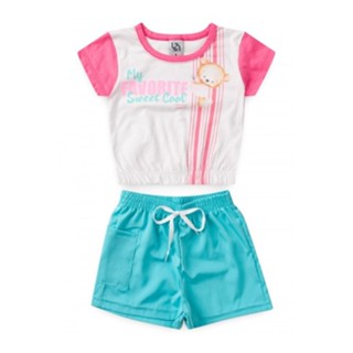 Conjunto Feminino Infantil Verão Sweet Cool Branco