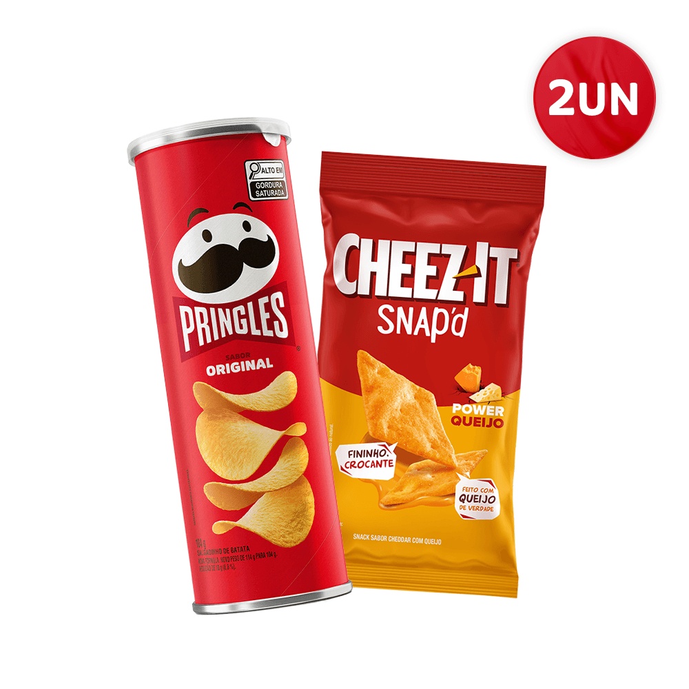 Combo Pringles Original 104G E Snap´D Power Queijo 90G em Oferta na Shopee