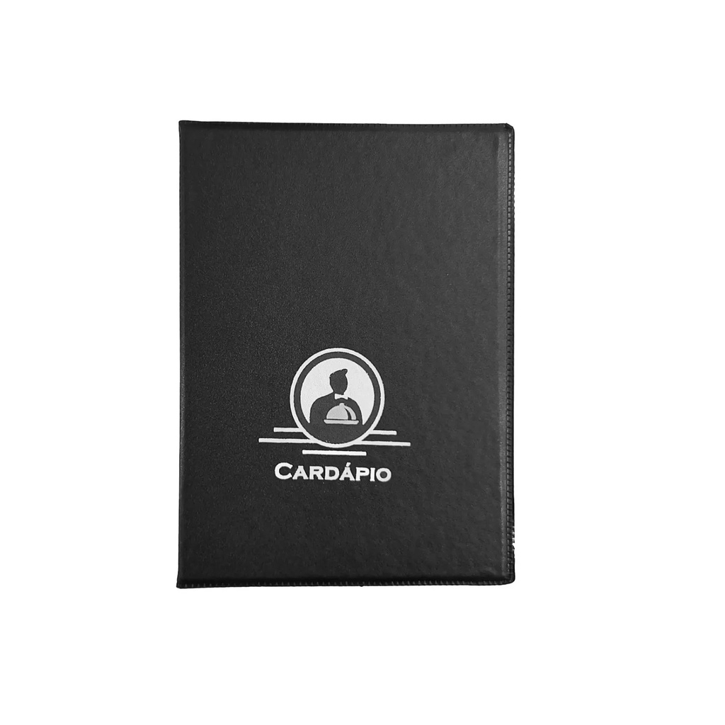 Kit C/ 10 Pasta Cardápio Preta C/2 Bolsas Em Pvc