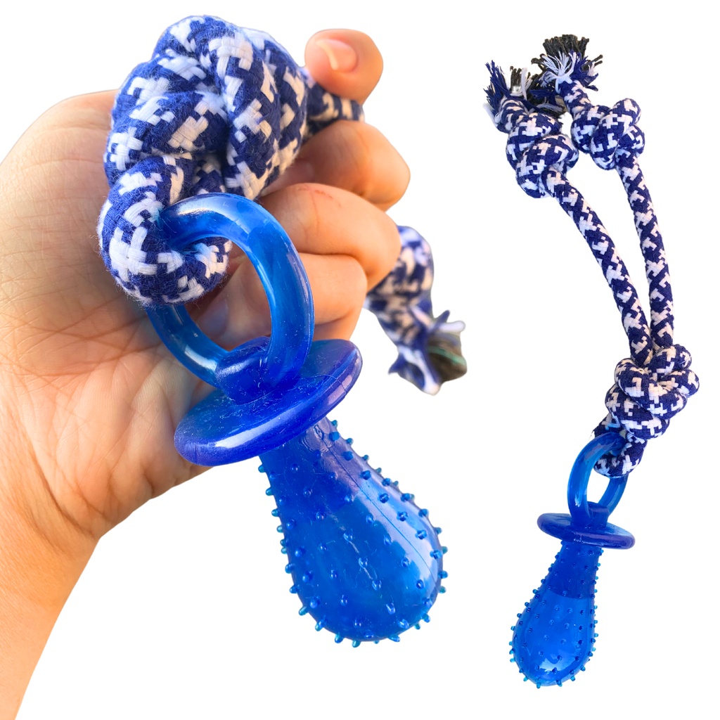 kit 3 Brinquedo mordedor para cachorros pequenos chupeta ossinho com corda pet — imagem 2 de 2