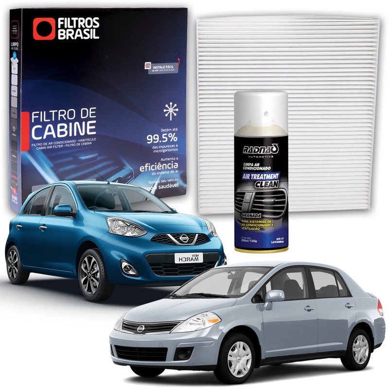 Filtro de Cabine para Ar Condicionado Nissan March / Versa + Higienizador Limpa Ar Tipo Granada em Oferta na Shopee