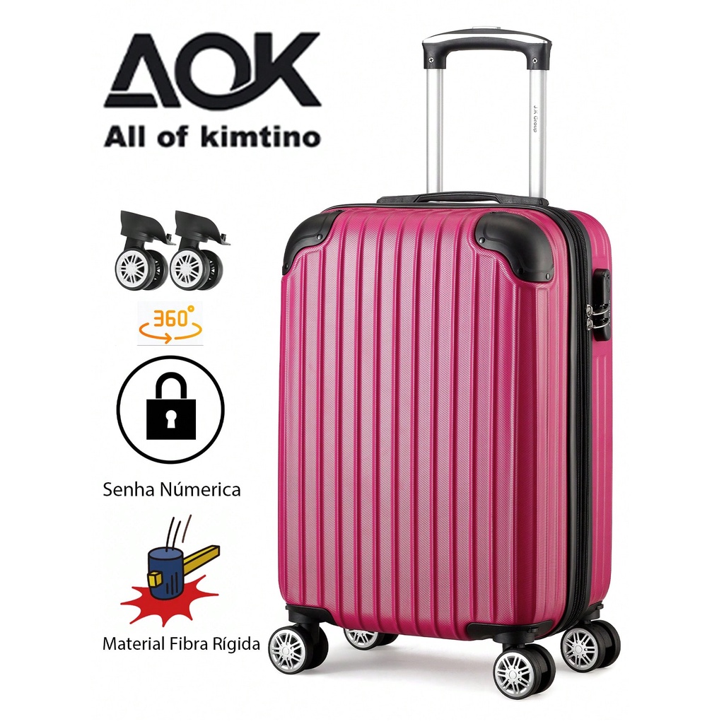Mala De Bordo Viagem Nacional Internacional Com 4 Rodas 360º 10 kg Com Trava De Encaixe, Dupla Zíper Com Expansão, Cadeado Embutido, Divisório Interno, Extensor Extra, Envio Cor Aleatória