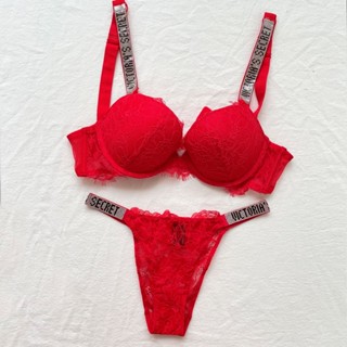 Victoria Secret Novo Conjunto De Soutien E Calcinha VS Push Up Sexy Bordado Feminino Lingerie Deep V Boa Qualidade Roupa Íntima Bonita