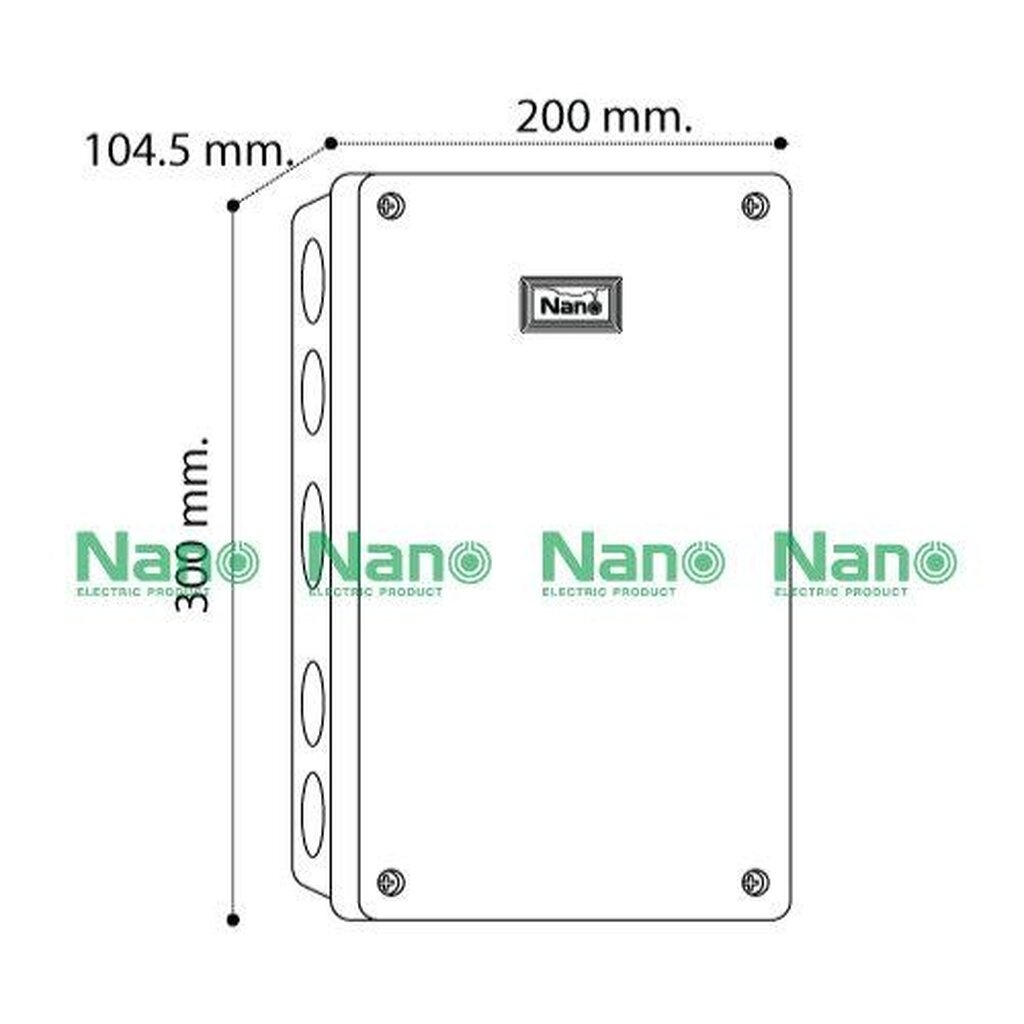 รูปสินค้า NANO Electric® NANO-207B กล่องกันน้ำพลาสติก ฝาทึบ ขนาด W200xH300xD104.50 mm (JUNCTION BOX IP65) สีดำ