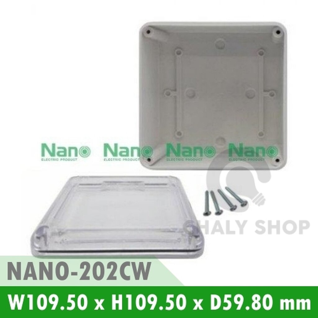 รูปสินค้า NANO Electric® NANO-202CW กล่องกันน้ำพลาสติก ฝาใส ขนาด W109.50xH109.50xD59.80 mm สีขาว (JUNCTION BOX IP65)