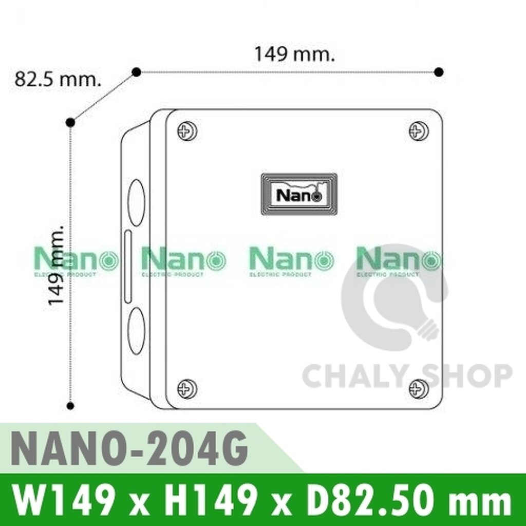 รูปสินค้า NANO Electric® NANO-204G กล่องกันน้ำพลาสติก ฝาทึบ ขนาด W149xH149xD82.50 mm (JUNCTION BOX IP65) สีเทา