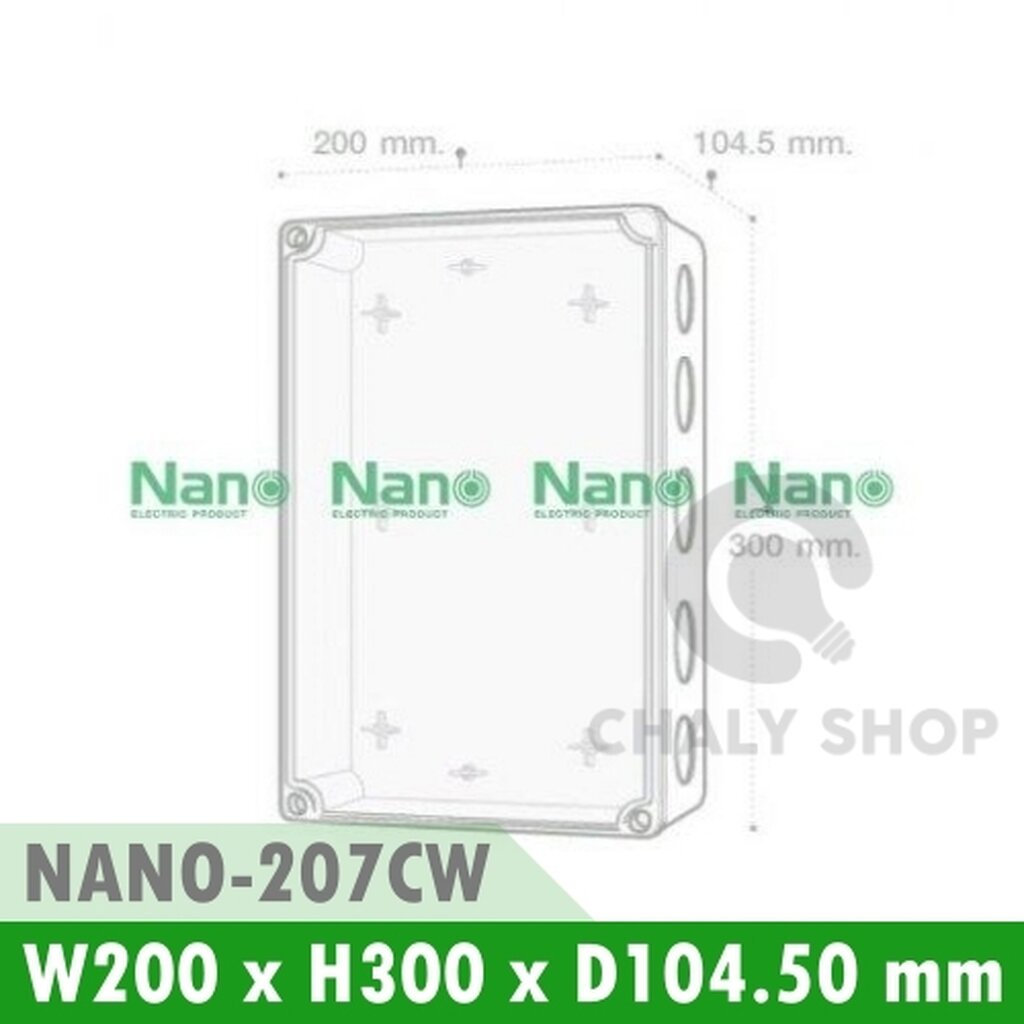 รูปสินค้า NANO Electric® NANO-207CW กล่องกันน้ำพลาสติก ฝาใส ขนาด W200xH300xD104.50 mm สีขาว (JUNCTION BOX IP65)
