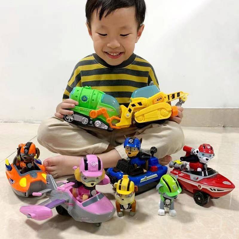Paw Patrol patrulha canina Música E Figuras De Ação De Brinquedos De Puxar Para Carros Modelo Veículo Cão Podem Ser Separados Presente De Aniversário-Railed/motor/cars/bicycles