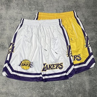 Calções Lakers Americanos Calças De Treinamento Esportivo E De Lazer De Secagem Rápida Em Rede