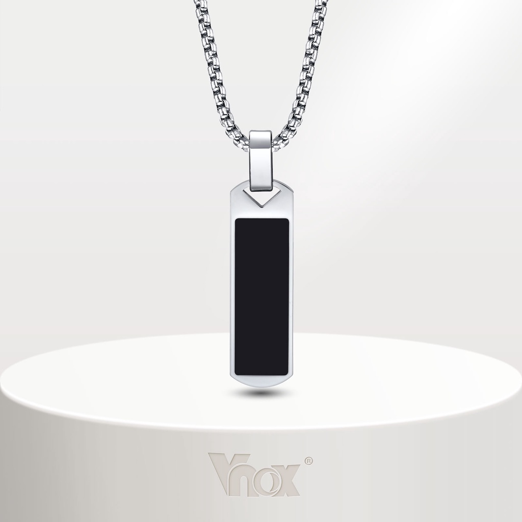 Vnox Fashion Casual Colar Geométrico De Barra Geométrica Masculina , Esmalte De Aço Inoxidável Pingente Feminino De Pedra Natural Com Jóias De Corrente Box