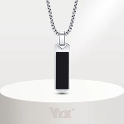 Vnox Fashion Casual Colar Geométrico De Barra Geométrica Masculina , Esmalte De Aço Inoxidável Pingente Feminino De Pedra Natural Com Jóias De Corrente Box