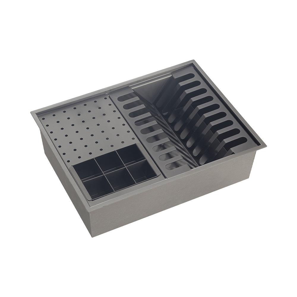Escorredor Embutido Para Cozinha Gourmet Aço Inox 304 Baniwa 43x33 cm Pingoo - Preto - Home & Living