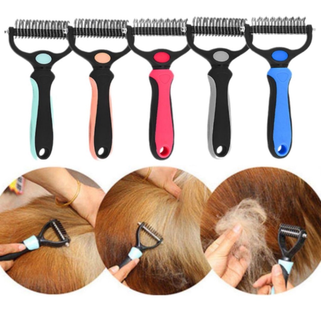Rake Desembolador Removedor de Pelo para Cachorro Gato Duplo 17 Dentes Rasqueadeira Escova em Oferta na Shopee
