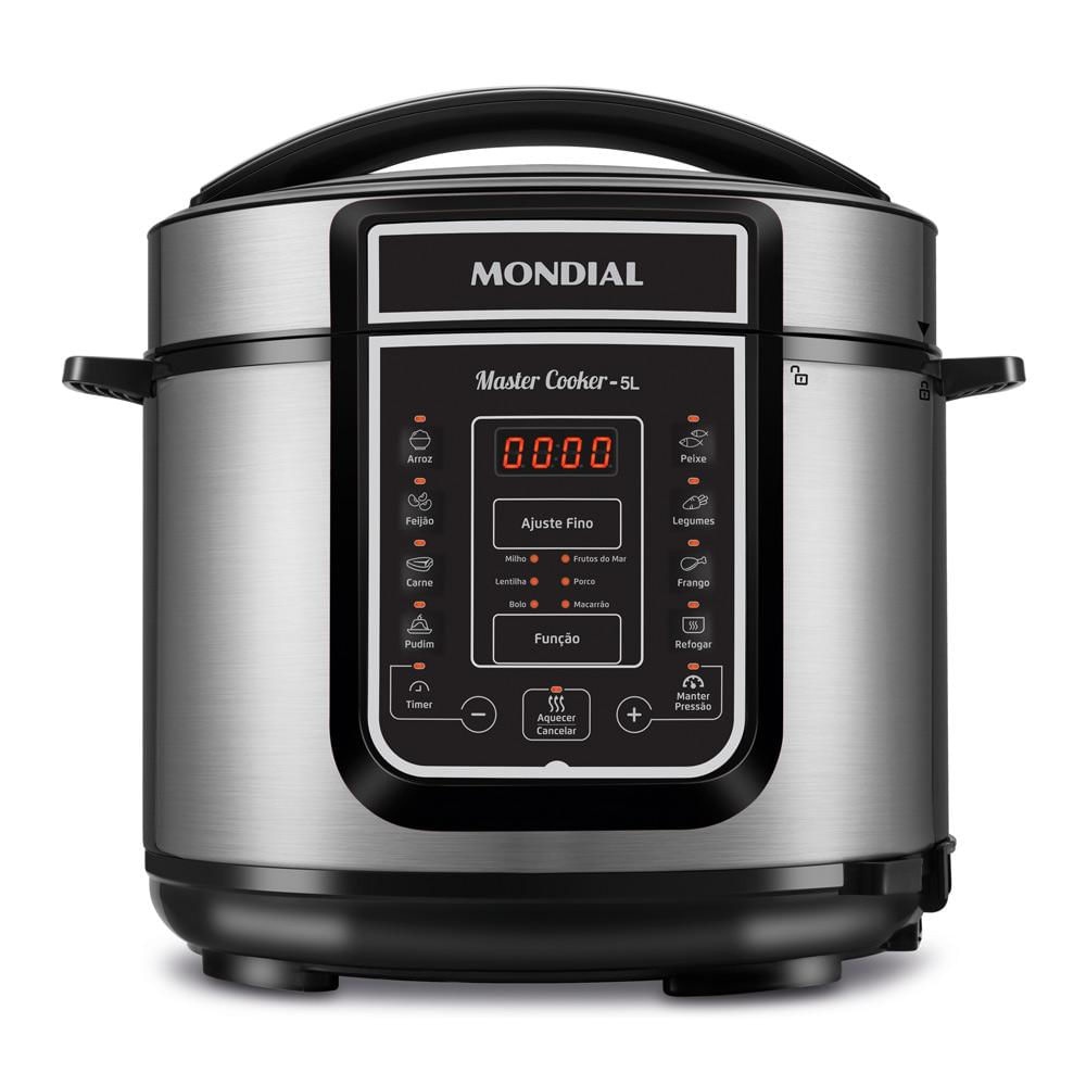 Panela de Pressão Elétrica 5 Litros Mondial Master Cooker PE38 Preta com Prata 127V - Home Appliances