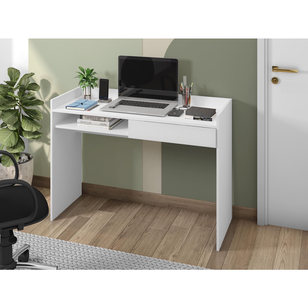 Escrivaninha 1 Gaveta DJ Móveis Max Branco em Oferta na Shopee