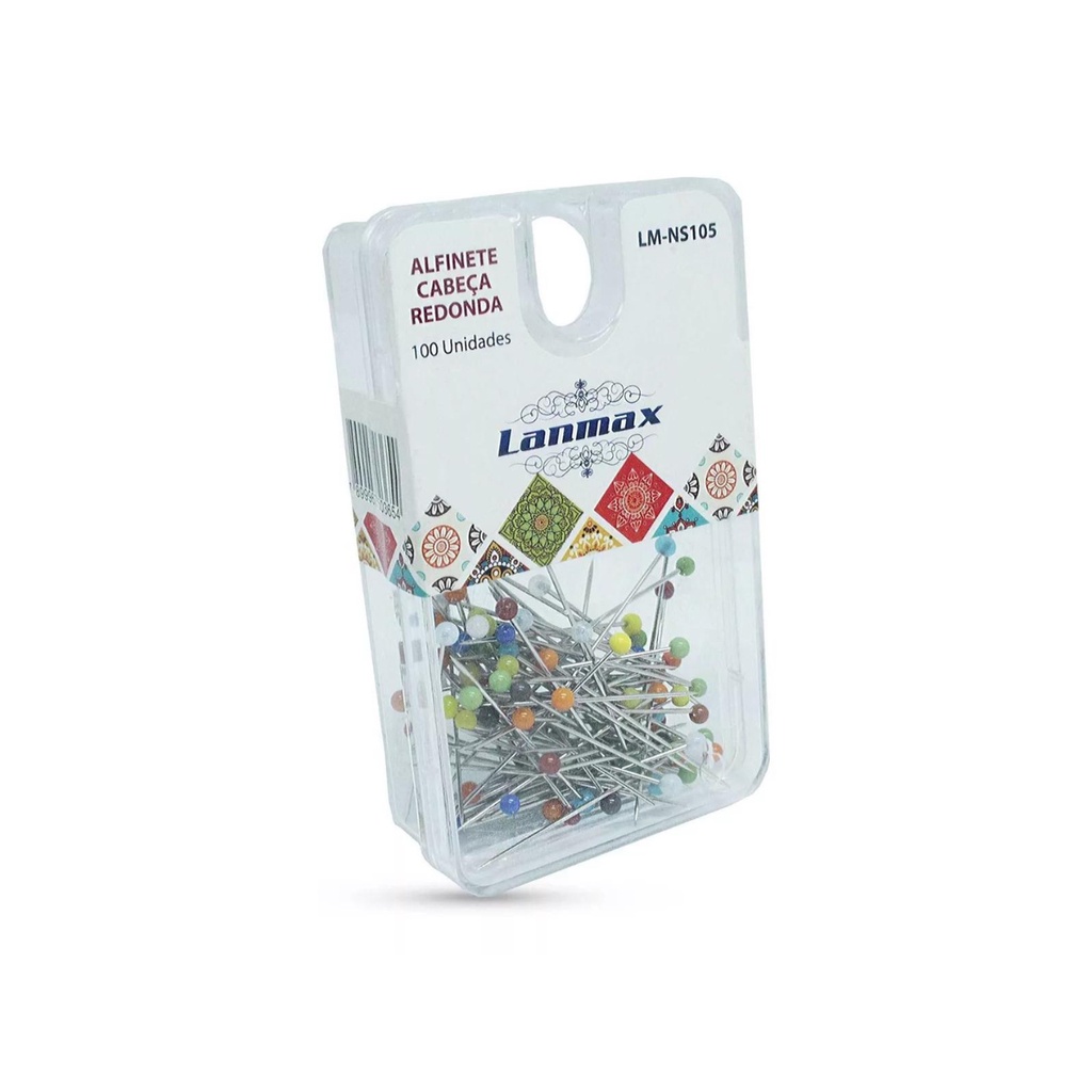 Alfinete de Cabeça Vidro c/ 100 Un. 33mm - LM-NS105