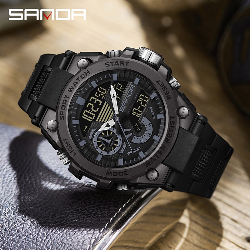 Sanda Men's Digital Fashion Waterproof Relógio Eletrônico Multifuncional Para Esportes Ao Ar Livre SD3302-16