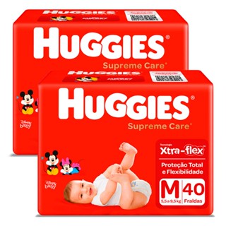 Kit 2 Fralda Huggies Supreme Care Tamanho M com 40 Unidades cada