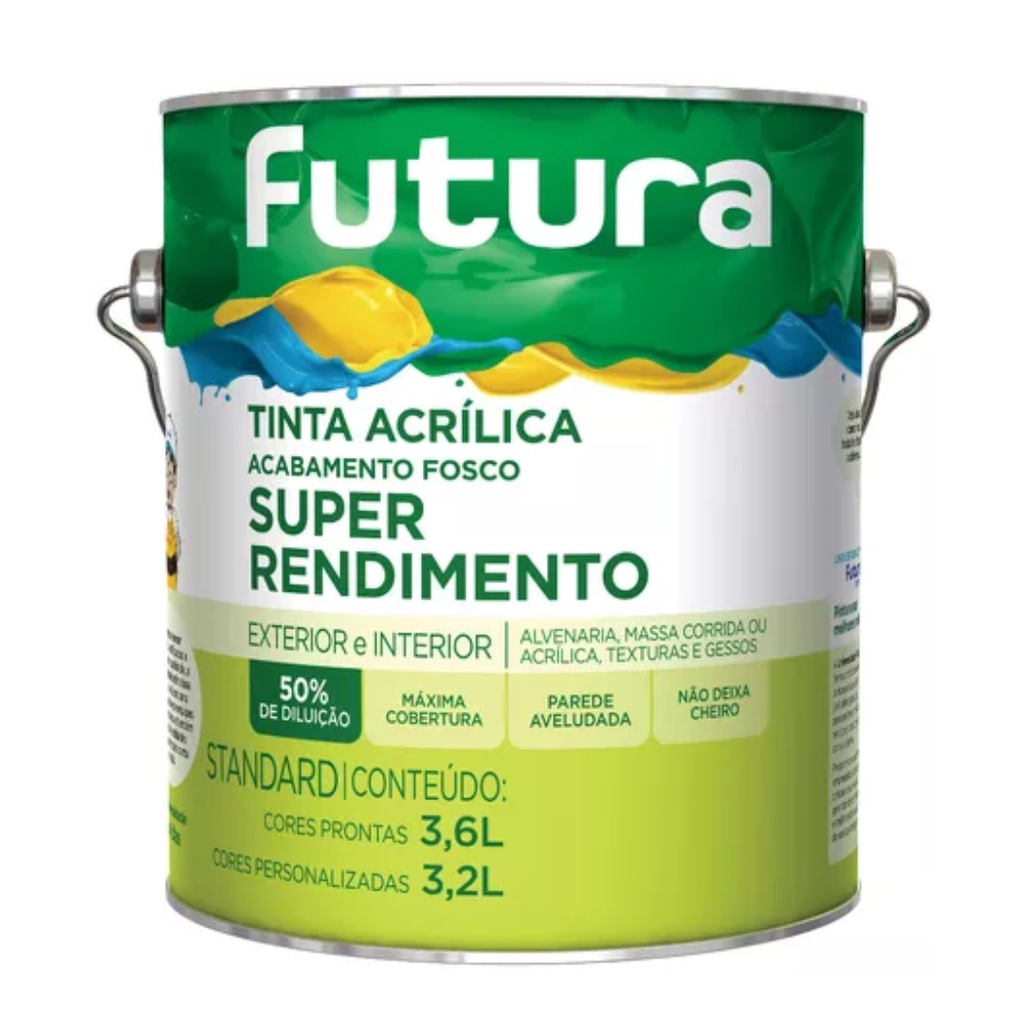 Tinta Latex Para Parede Futura Super Rendimento 3,6l Galão