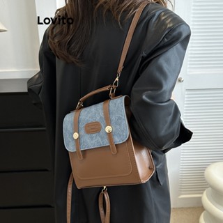 Lovito Mochila Casual Colorblock Simples Para Mulheres LNA32105 (Marrom)