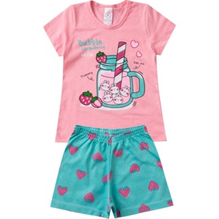 Pijama Verão Infantil Feminino Kappes Rosa
