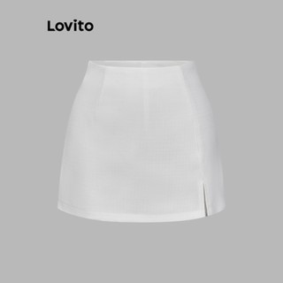 Lovito Shorts Falsos 2 em 1 com Zíper para Mulheres L58AD066 (Branco)