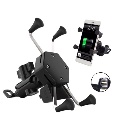 Suporte Garra Para Celular Moto Universal Com Carregador Usb MG