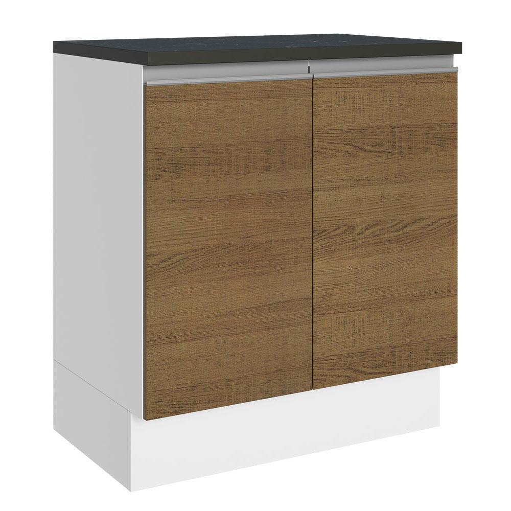 Balcão Armário de Cozinha 100% MDF 70 cm 2 Portas Branco/Rustic Acordes Madesa em Oferta na Shopee