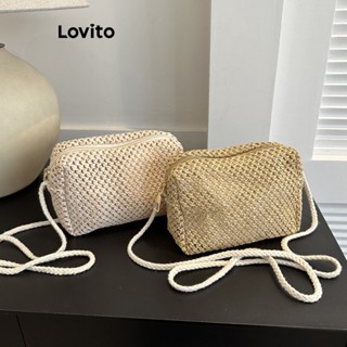 Lovito Bolsa De Ombro Pequena Básica Simples Casual Para Mulheres LNA32146 (Cáqui/Esbranquiçado)