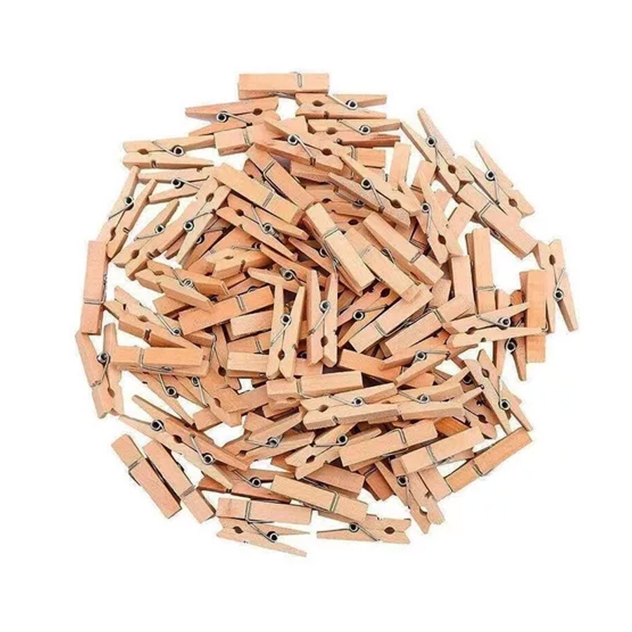 Mini Prendedor de Madeira Natural 3,5cm - 50 unidades - Rizzo Distribuidora em Oferta na Shopee