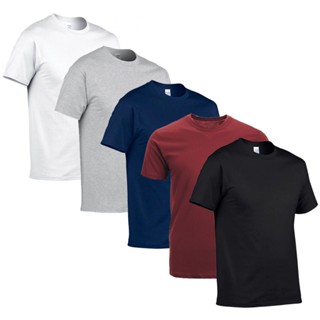 Kit 5 Camiseta Masculina Lisa Algodao Fio 30.1 Basica Casual Silk Sublimacao Revenda M ao GG