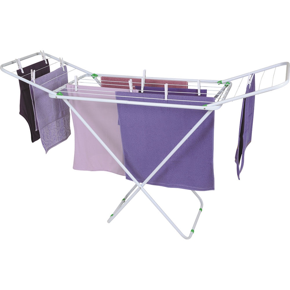 Varal de Chão 144x49cm Mor Slim 6105 com Abas Branco - Home & Living