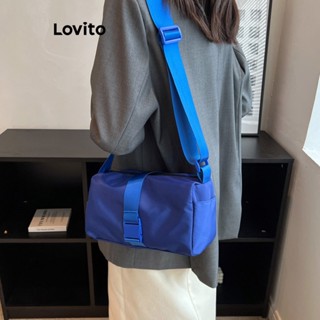Lovito Bolsa De Ombro Pequena Básica Simples Casual Para Mulheres LNA32133 (Branco/Azul/Preto)