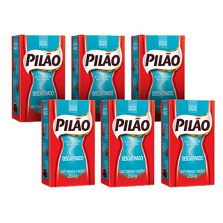 Kit Café Pilão Torrado e Moído Descafeinado Vácuo 250g 6