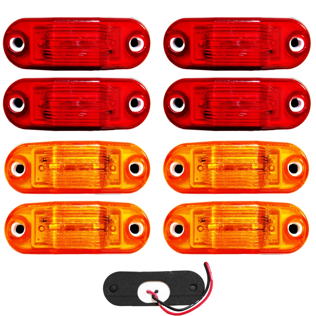 8 Lanterna Teto Caminhão Baú Van 2 LED BIVOLT +Chicote VM/AM
