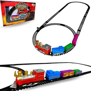 Trem Trenzinho Eletrico Maquina Locomotiva C/ Trilho Vagoes