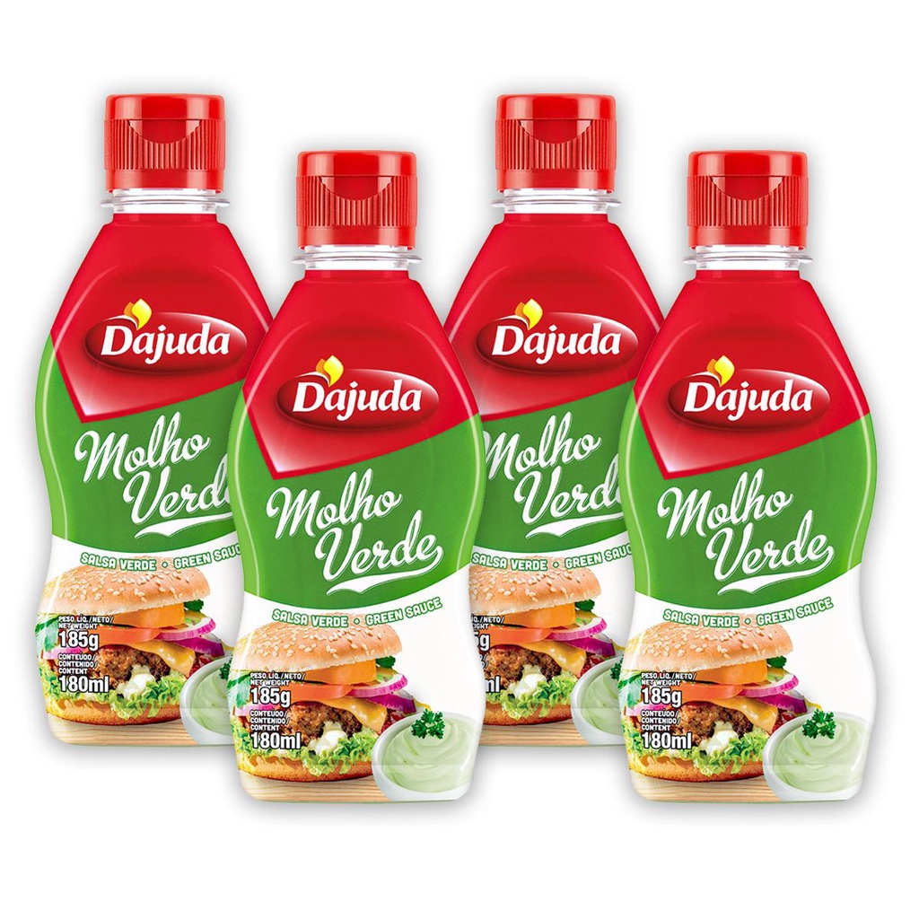 4Un Maionese Verde Salsa DAjuda 185G Para Petiscos Salada De Batatas Churrasco Sanduíche e Taco