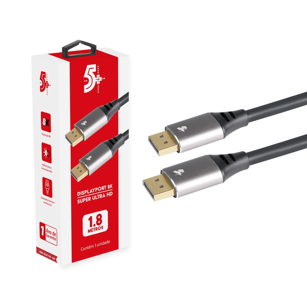 Cabo Displayport 1.4 1,80m 8k 60hz 4k 120hz Full Hd 240hz